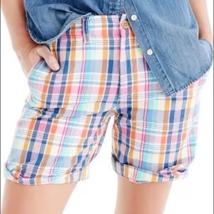 J.Crew Pink Vintage Plaid Boyfriend Shorts